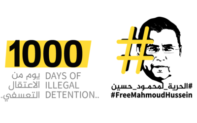 Journalist Mahmoud Hussein marks 1,000 days in Egyptian jail