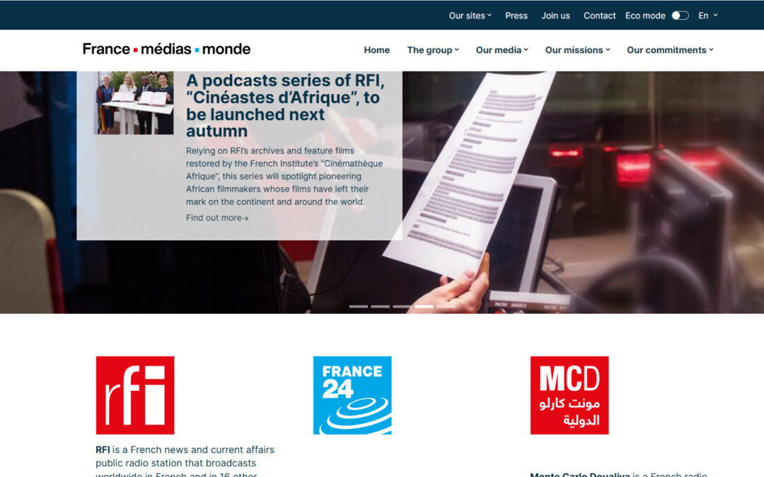 France Médias Monde’s institutional website is now available in English